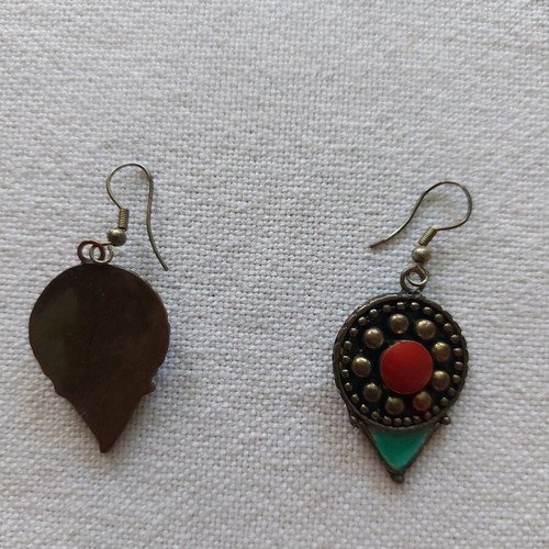Earrings with folk design, unused, copper