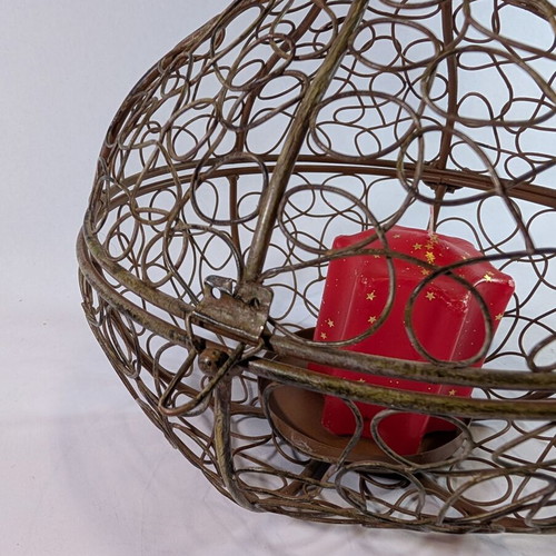 Decorative metal pumpkin used 33cm with candle