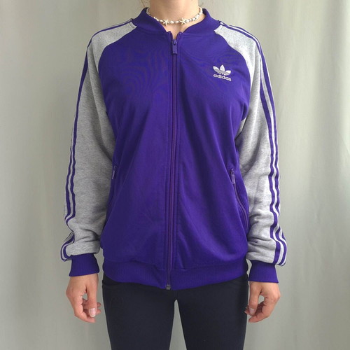 Adidas Originals women's sports jacket tracksuit, size 44 / XL / XXL, grey and purple
