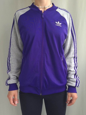 Adidas Originals women's sports jacket tracksuit, size 44 / XL / XXL, grey and purple