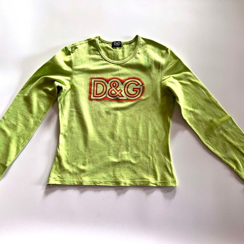 Dolce Gabbana blouse used green long sleeve with D&G logo