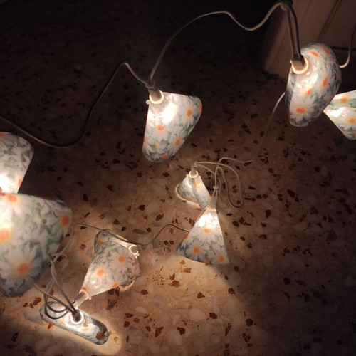 String lights with vintage daisy design like new