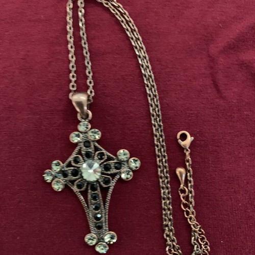 Cross rose bronze with zircon, like new