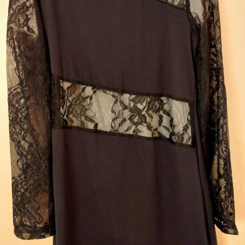 Dress new with lace sleeves, modern design, black, Shein