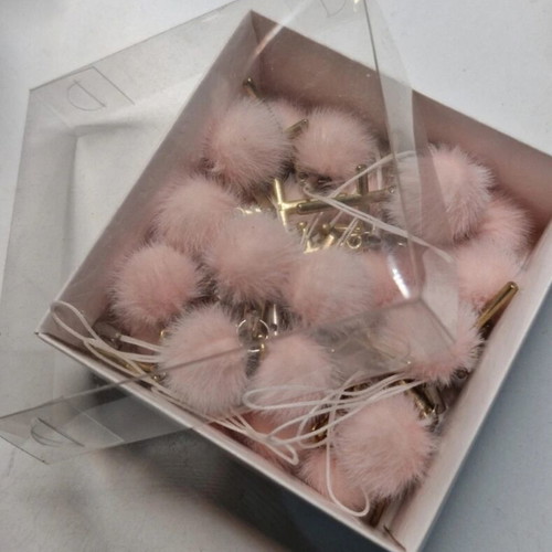 30 Martyrika hanging with pink pompom and cross for girl's baptism