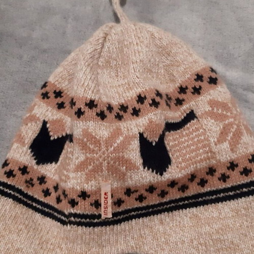 Insider knit wool hat unisex, used, beige and black