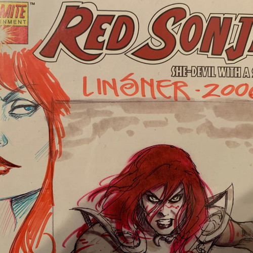 Red Sonja #1 Comic with Original Sketch by J.M.Linsner new