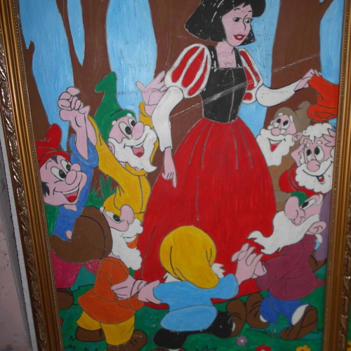 Large surface painting and frame used