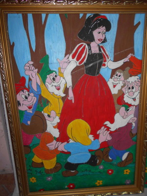 Large surface painting and frame used