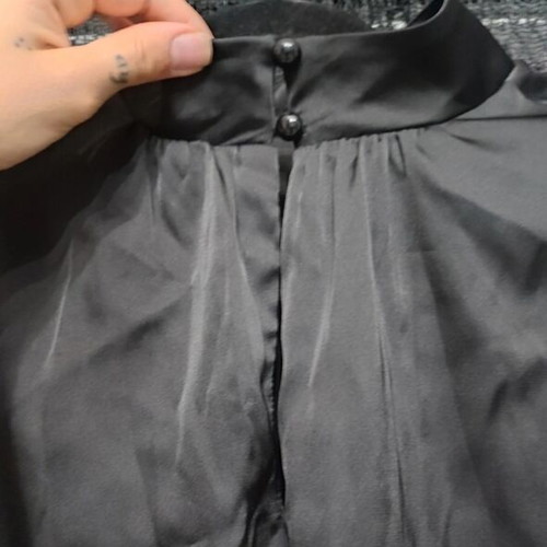 Thesis Satin Black Crop Top with High Neck and Shoulder Pads, Like New