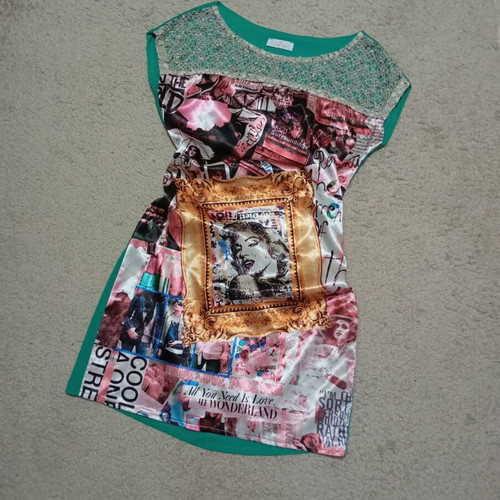 Graphic dress new, multicolor turquoise size M
