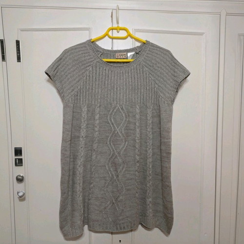 Knitted blouse/dress like new, gray, short sleeves size M