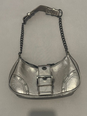 Pull & Bear shoulder bag silver gunmetal chain purse like new