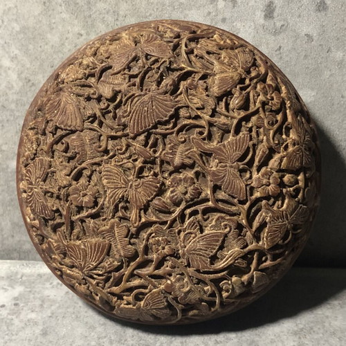 Vintage Chinese carved box with butterflies