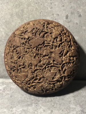 Vintage Chinese carved box with butterflies