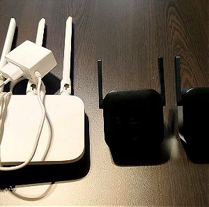 Mi router 4c μαζί με 2 Mi repeater 300 pro και 1 stick repeater