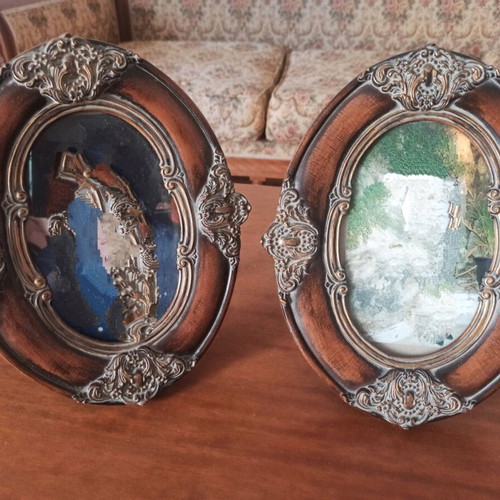 Vintage retro wooden photo frames like new with decorative elements