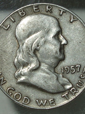 SILVER ½ Dollar 1957 "Franklin Half Dollar"..*10