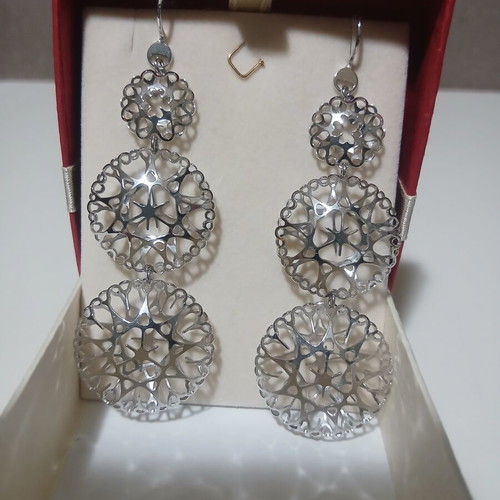 Silver long earrings 8.5 cm new