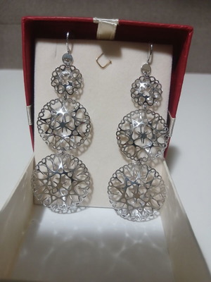 Silver long earrings 8.5 cm new