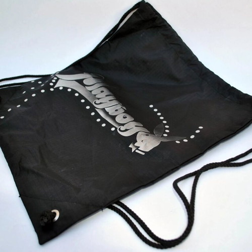 Playboy Black Drawstring Backpack Nylon like new