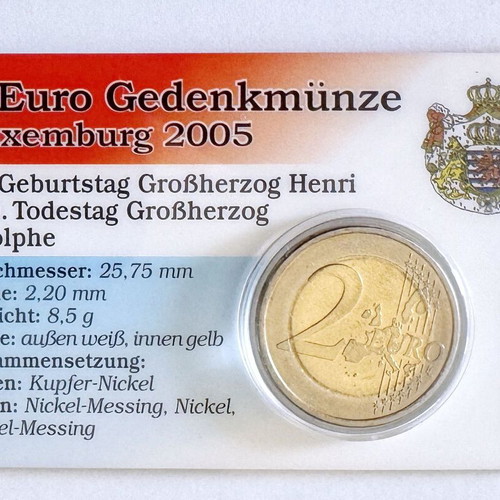 Luxembourg 2 Euro 2005 Coincard BU commemorative coin