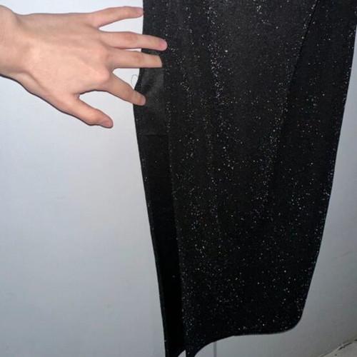 Bershka black shiny long dress new with V neckline