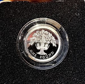 United Kingdom 1 pound 1987 (PROOF - silver) "English oak"