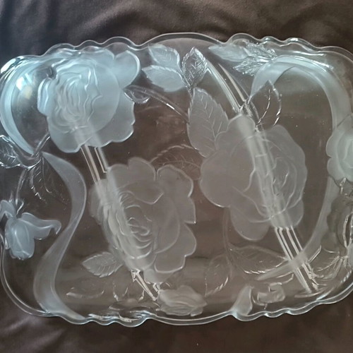 Vintage glass serving platter 3 sections like new