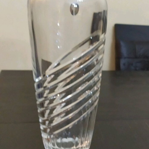 Decorative crystal vase used with small chip on rim
