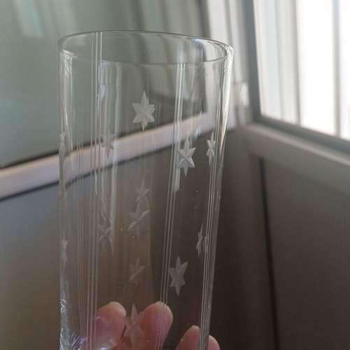 Crystal carafe with 7 glasses like new