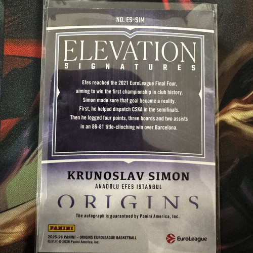 2025-26 Origins Euroleague Elevation Signatures Krunoslav Simon card like new