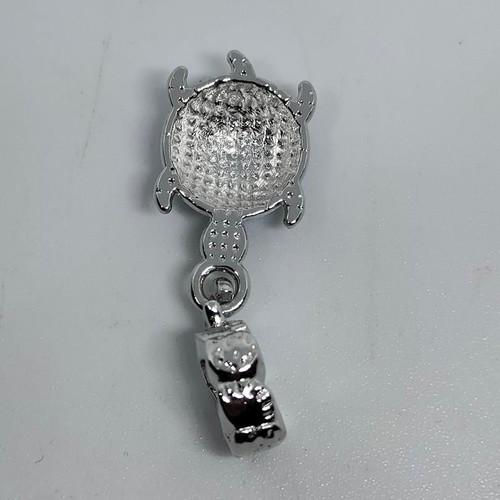Silver Turtle Pendant Charm with Blue Enamel like new