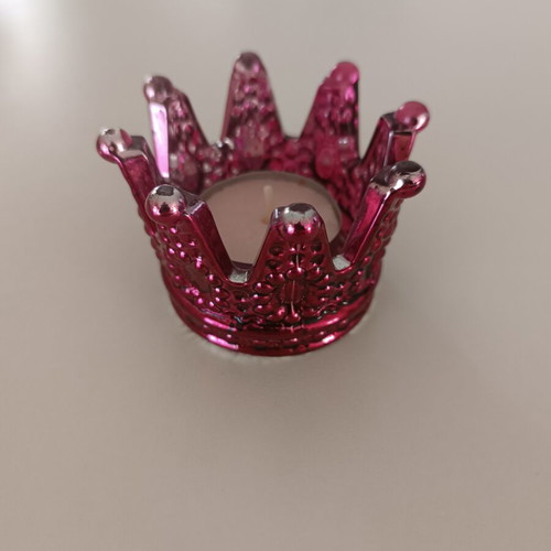 Pink Tealight Candle With Crown Holder Like New