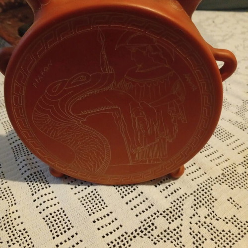 Decorative terracotta vessel vase refurbished