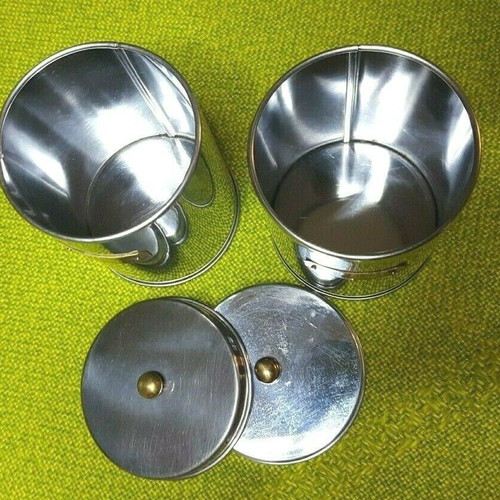 Storage containers used, two small, 11cm height, 8cm diameter