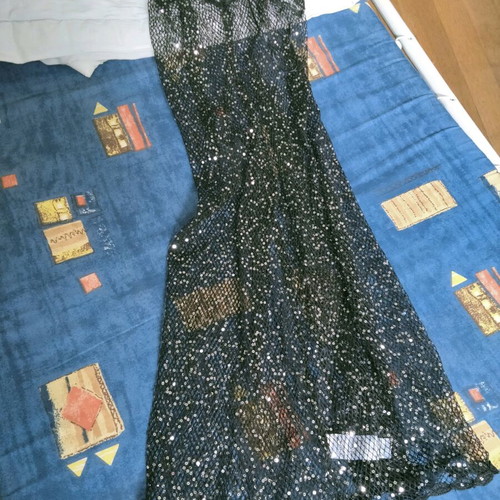 Primark black net dress with sequins like new, size S