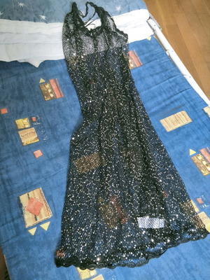 Primark black net dress with sequins like new, size S