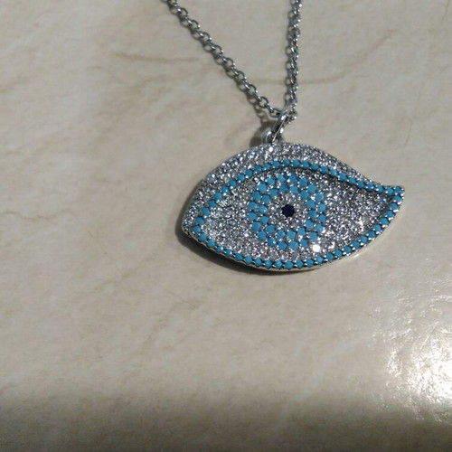 Women's necklace with turquoise and silver lucky eye design, like new