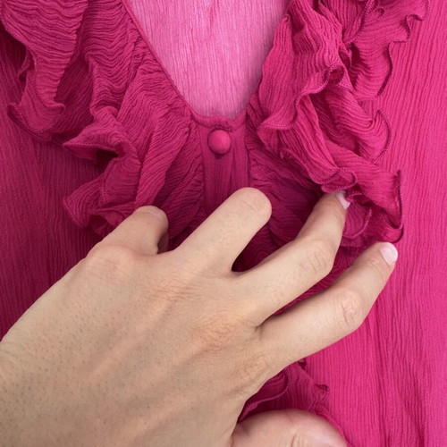 Raxevsky fuchsia see-through blouse with satin camisole like new