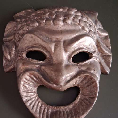Solid Brass Theatrical Comedy Mask vintage from Greece