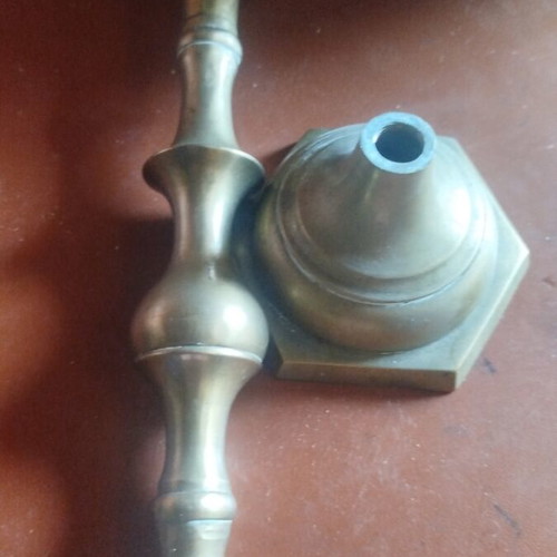 Brass candlestick used 31cm height with 11cm base handmade