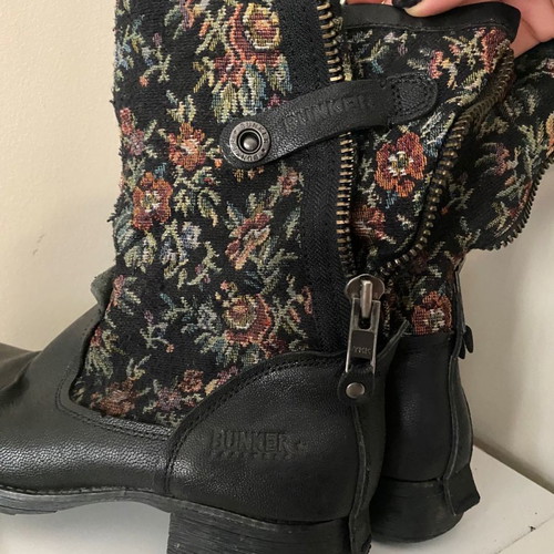 Bunker boots used with floral fabric, size 39