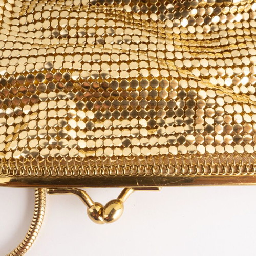 Vintage Whiting & Davis Style Gold Metal Mesh Evening Bag used