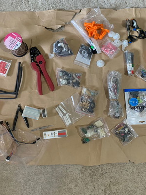 Electronic tools and components used for DIY projects, set