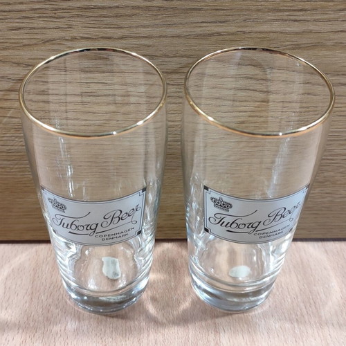 Tuborg beer set of two promotional glasses 300ml like new