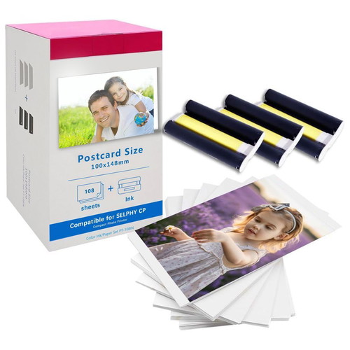 Canon Selphy CP Ink and Photo Paper Set 3 Cartridges 108 Sheets 100x148 mm