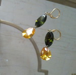 Fo earrings new with gold clasp and green and yellow stones