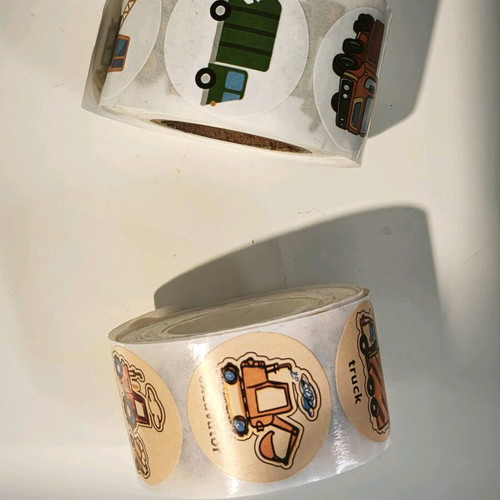 Sticker rolls with vehicles and holographic numbers, new, 4 pieces