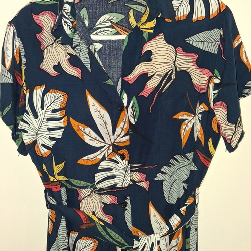 Maxi semizie dress Marlen tropical print dark blue, like new